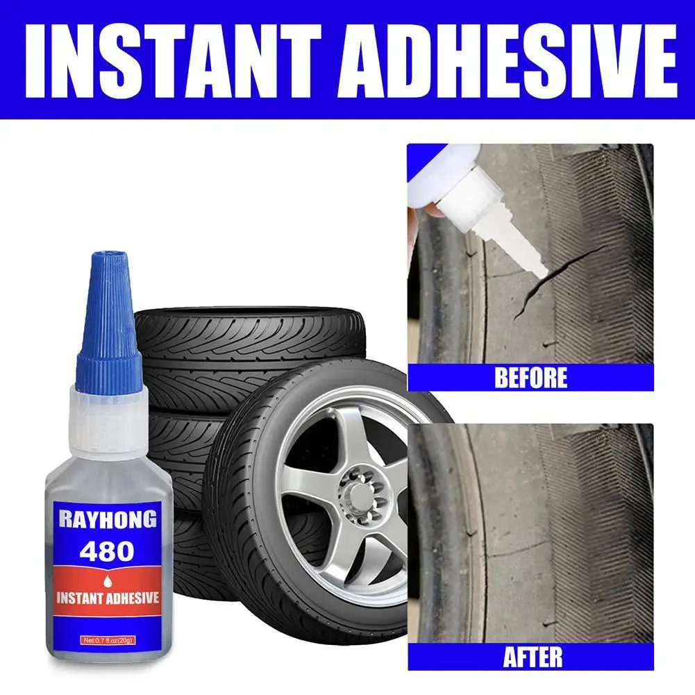 

480 Black Super Glue Car Rubber Repair Tire Glue Window Speaker Seal Tire Repair Glue Mighty Universal Tire Repair Glue 20ml