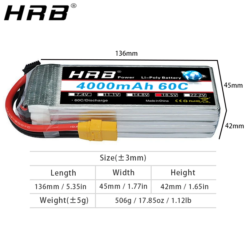 HRB Lipo 5S батарея 4000 мАч 18 5 в T Deans XT60 EC5 XT90 AS150 для Align REX 550 вертолетов MIKADO FPV самолетов RC