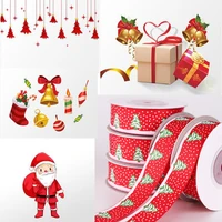 christmas grosgrain satin ribbon for craft printed ribbon gift packing wrapping diy crafts supplies home decoration 20mm 10yards