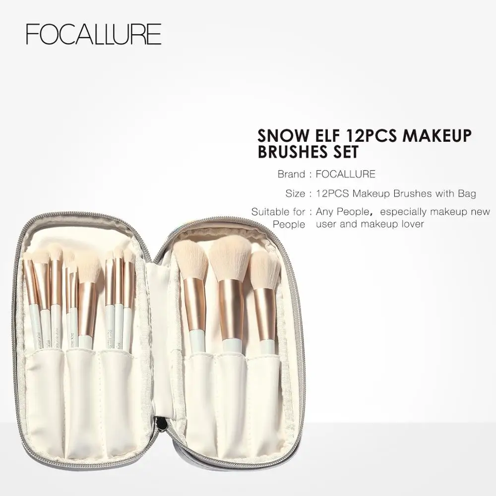 FOCALLURE 12 шт. набор кистей для макияжа Снежный эльф Профессиональный подходит