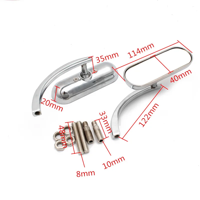 

8/10MM Oval Motorcycle Aluminum Mirrors Rear View Mirror End Side Mirrors For Harley Vitory Cruiser Chopper Cruiser Bobber