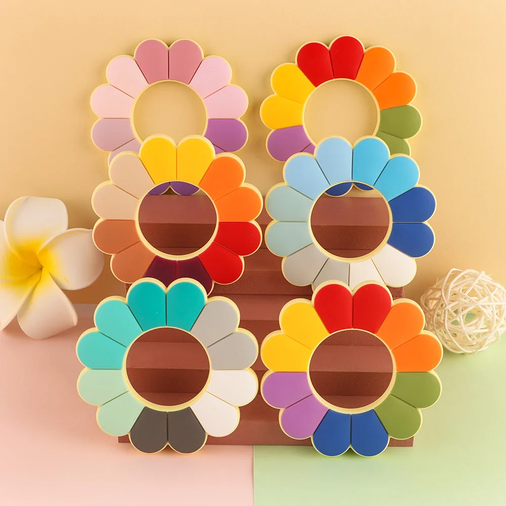 Sunrony-mordedor de flores de colores de silicona, cuentas de dentici&oacute;n para beb&eacute;, accesorios DIY, 1 ud.-0