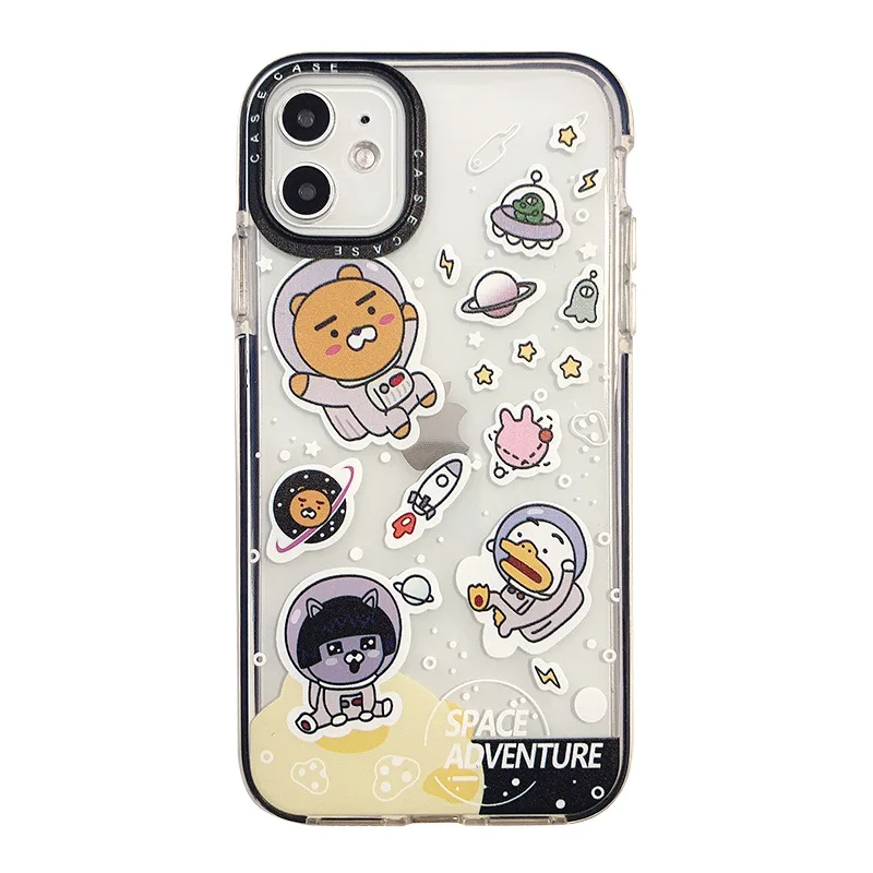 

INS Cute Cartoon Animal Graffiti Bear Korean Phone Case For iPhone 11 Pro Max 7 8 Puls XR Xs Max X Cases Soft Silicone Cover