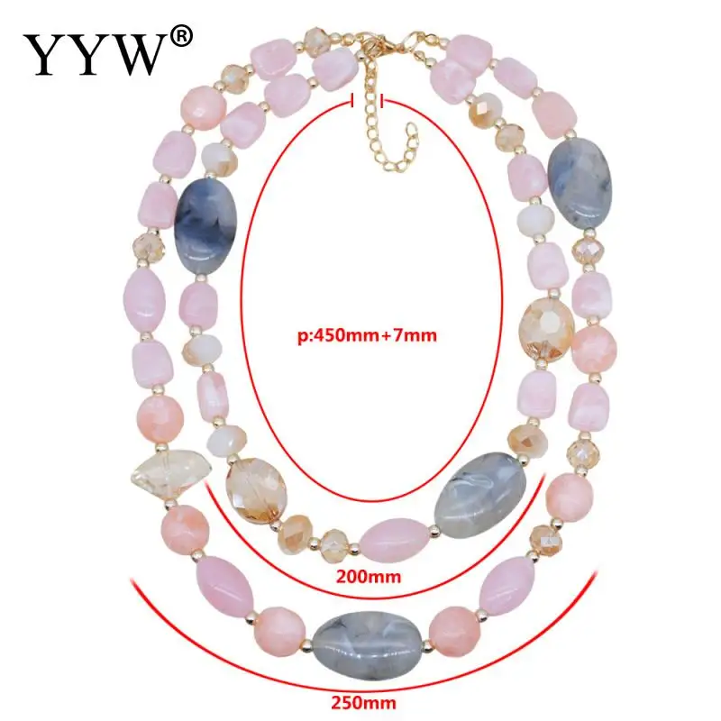 Luxury Women Double Layers Necklace Crystal Resin Beads Natural Stone Extender Chain Collarbone Clavicle Female Gargantilha | Украшения и