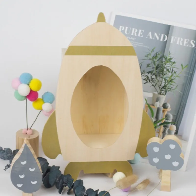 Скандинавская деревянная ракетная полка для детской комнаты декорации