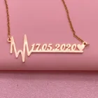 украшения на шею ожерелье на шею кулоны и подвескИндивидуальное ожерелье с именем на заказ, ожерелье с кулоном в виде сердечного ритма, чокер из нержавеющей стали с датой рождения, персонализированные ювелирные изделия