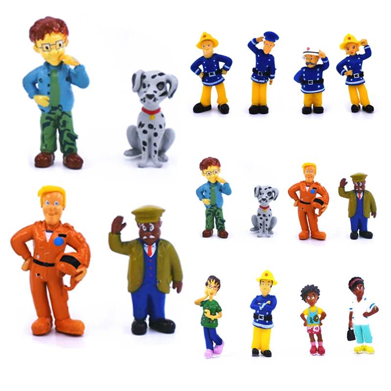 

12pcs Funny Joy Cute Cartoon Fireman Sam PVC Action Figures Doll Toys for Kids Toys Collection Model Decoration Christmas Gift