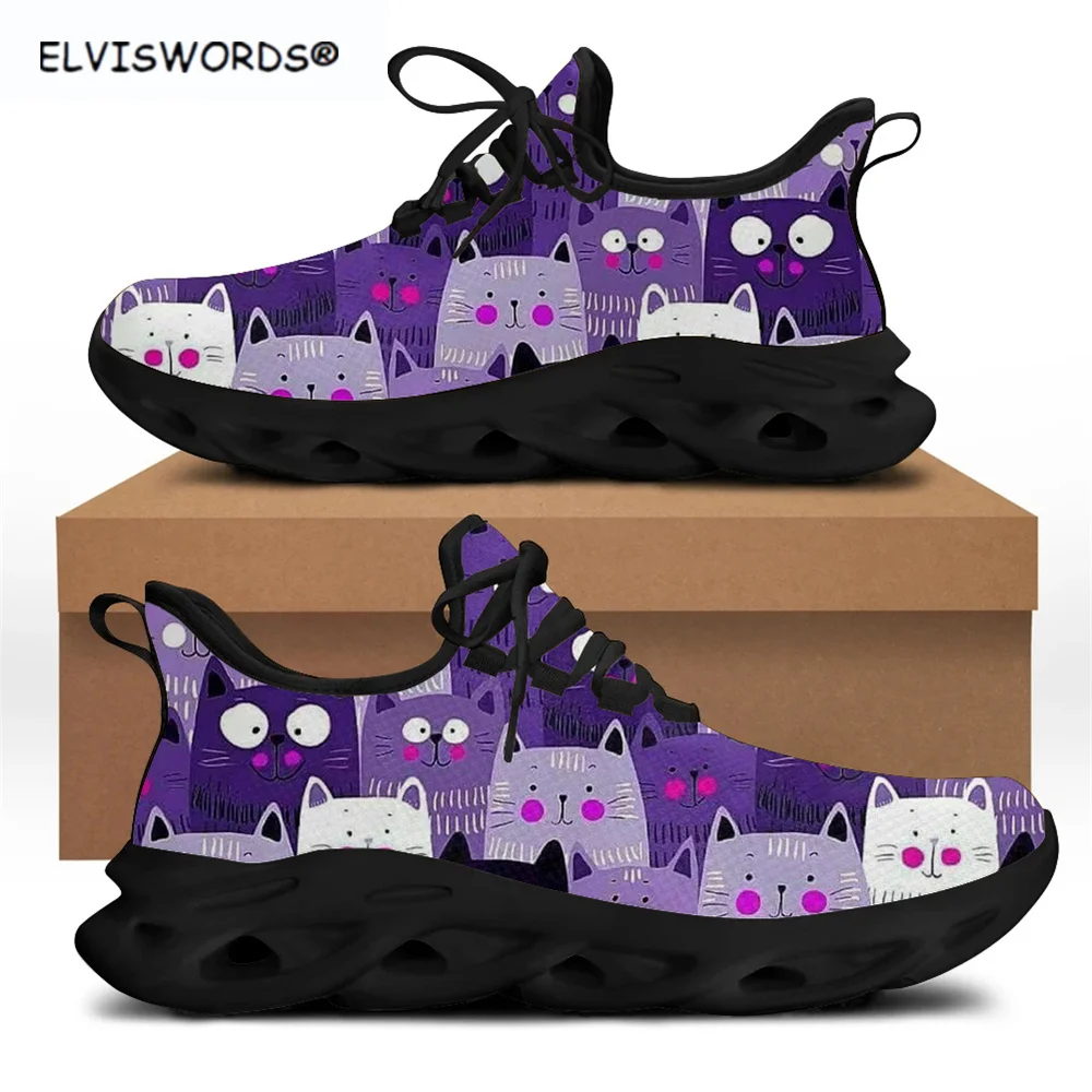 

ELVISWORDS Lovely Nurse Cat Pattern Breathable Ladies Mesh Knit Sneakers Casual Women's Lightweight Walking Shoes zapatos mujer