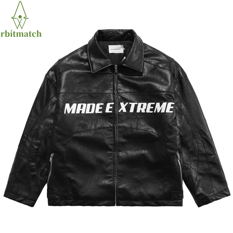 

Мужская кожаная куртка в стиле хип-хоп, с хлопковой подкладкой