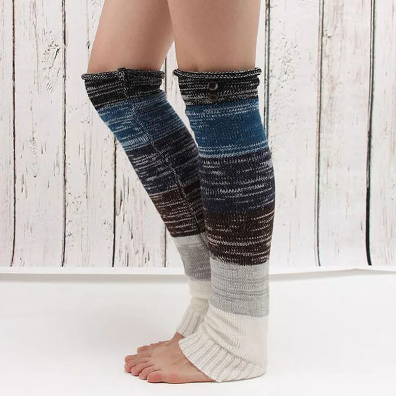 

Winter Warm Patchwork Leg Warmers Cable Knit Knitted Crochet High Long Socks Leggings Women Simple Leg Warmers Long Socks