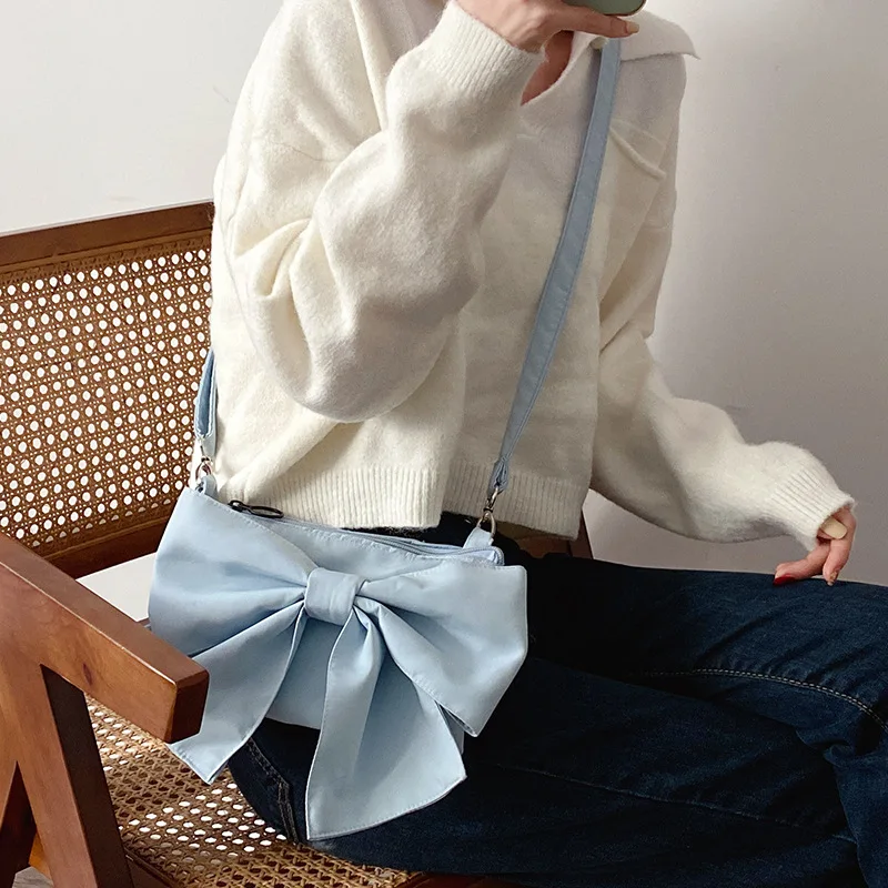 

Simple Portable Women Handbags Fashion Design Bowknot Ladies Shoulder Underarm Bag Lovely Girls Small Crossbody Messenger Bags