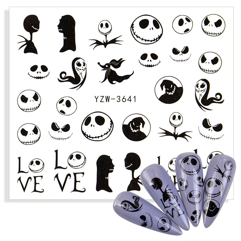Хэллоуин ногтей милые наклейки из мультфильмов Переводные Слайдеры для аниме