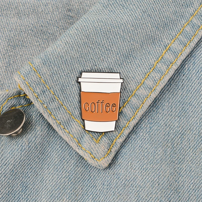 

Coffee Cup Enamel Pins Life Lovers Brooch Denim Jeans Bag Lapel Pin Shirt Badge Cartoon Jewelry Creative Gift for Friends
