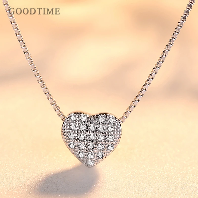 Женское ожерелье из серебра 925 пробы с кулоном в форме сердца|Ожерелья| |