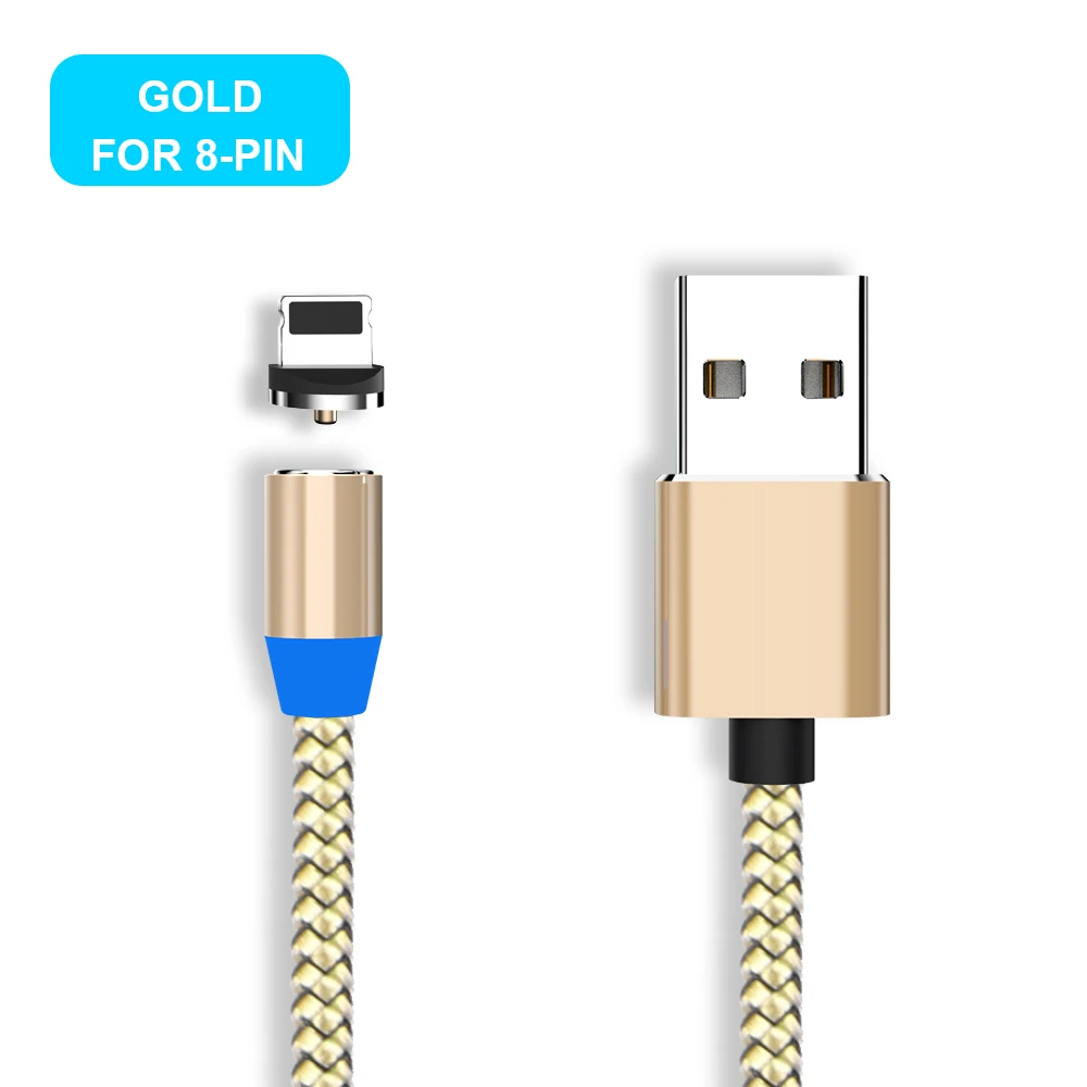 Gold iphone Cable Магнитный кабель Vanniso 2 м, кабель Micro usb type-C для iPhone xs, samsung, быстрая зарядка, магнитное зарядное устройство, USB кабели, зарядный шнур B - Цвет: Gold iphone Cable