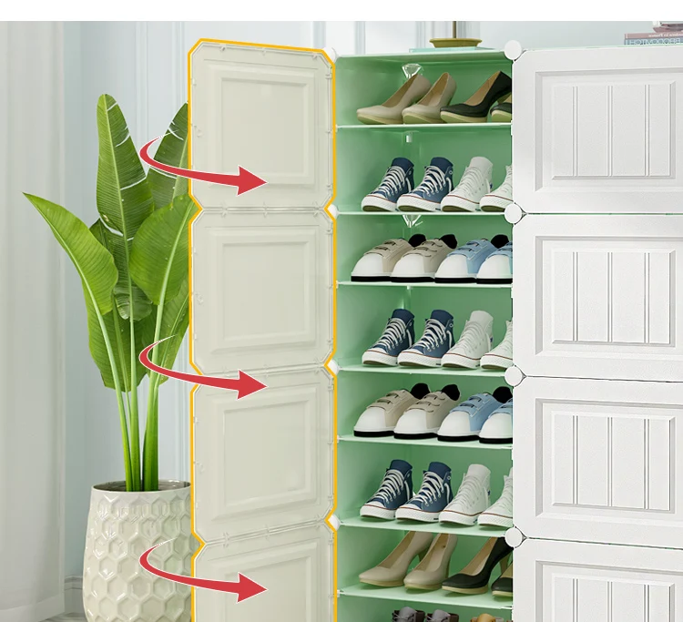 

Multi-layer Shoe Rack Assembled Dust-proof Storage Shoes Cabinet Home Boot Stand White Green w/ door Shelf Organizer Holder B605