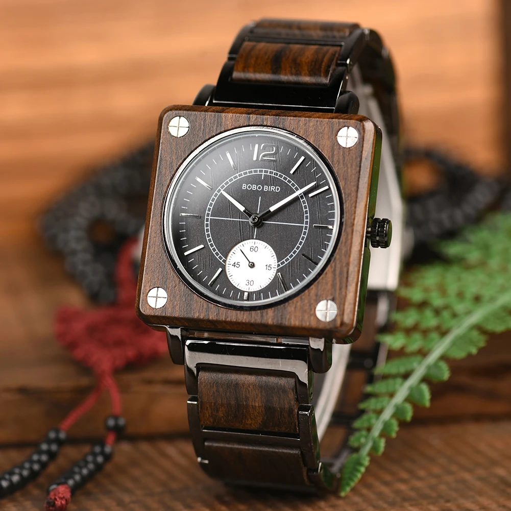 Часы Reloj Madera BOBO BIRD мужские наручные роскошные брендовые квадратные японские в