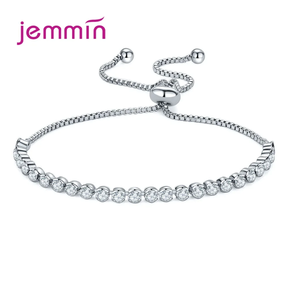 Luxury 925 Sterling Silver Sparkling AAA Cubic Zirconia Bracelets Adjustable Chain Friendship For Women Party Jewelry | Украшения и