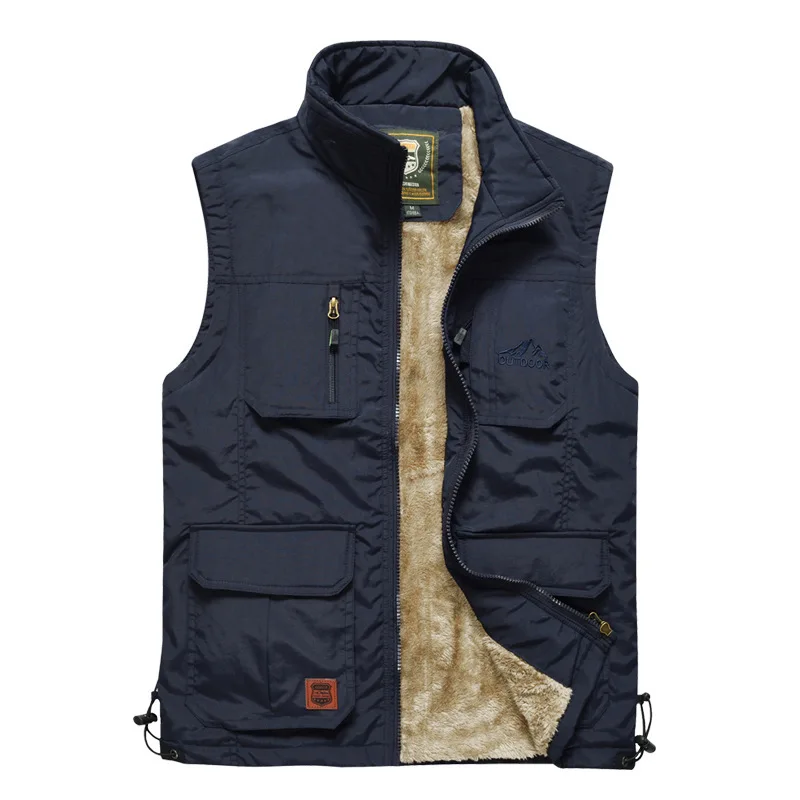

2020 Mens Vest Jacket Sleeveless Vest Winter Male Fleece Warm Vest Coats Men Stand Collar Army Thicken Waistcoats Clothing 5XL