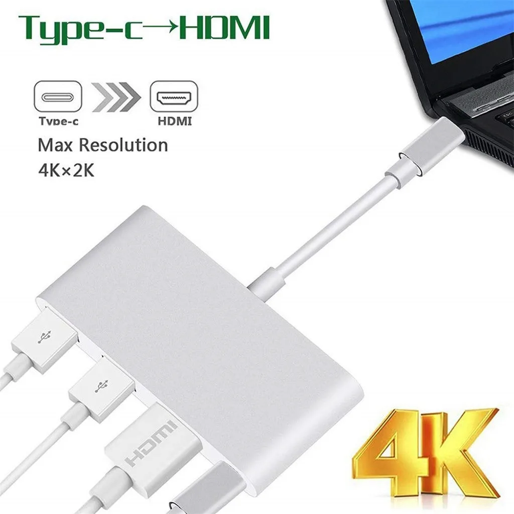 Многопортовый AV-конвертер USB C/HDMI 4K 2 3 0 порта для ПК многофункциональный