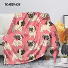 Одеяло TOADDMOS Kawaii в виде мопса, розовое, теплое, для спальни, дивана, для взрослых и детей, подарок для сна в школе