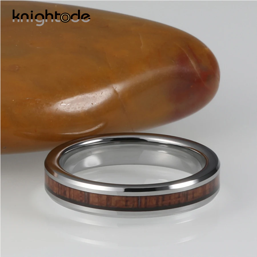 Высококачественное кольцо из карбида вольфрама 4 мм с инкрустацией розового