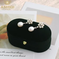 ashiqi natural freshwater pearl flowers earrings 925 sterling silver jewelry handmade woven personality gift for women