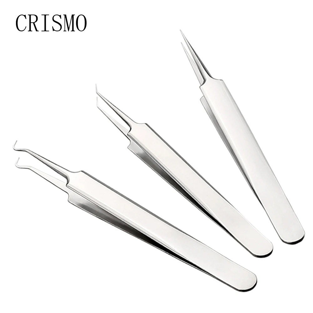 CRISMO нержавеющая сталь угри прыщи экстрактор иглы для удаления изогнутые зажим