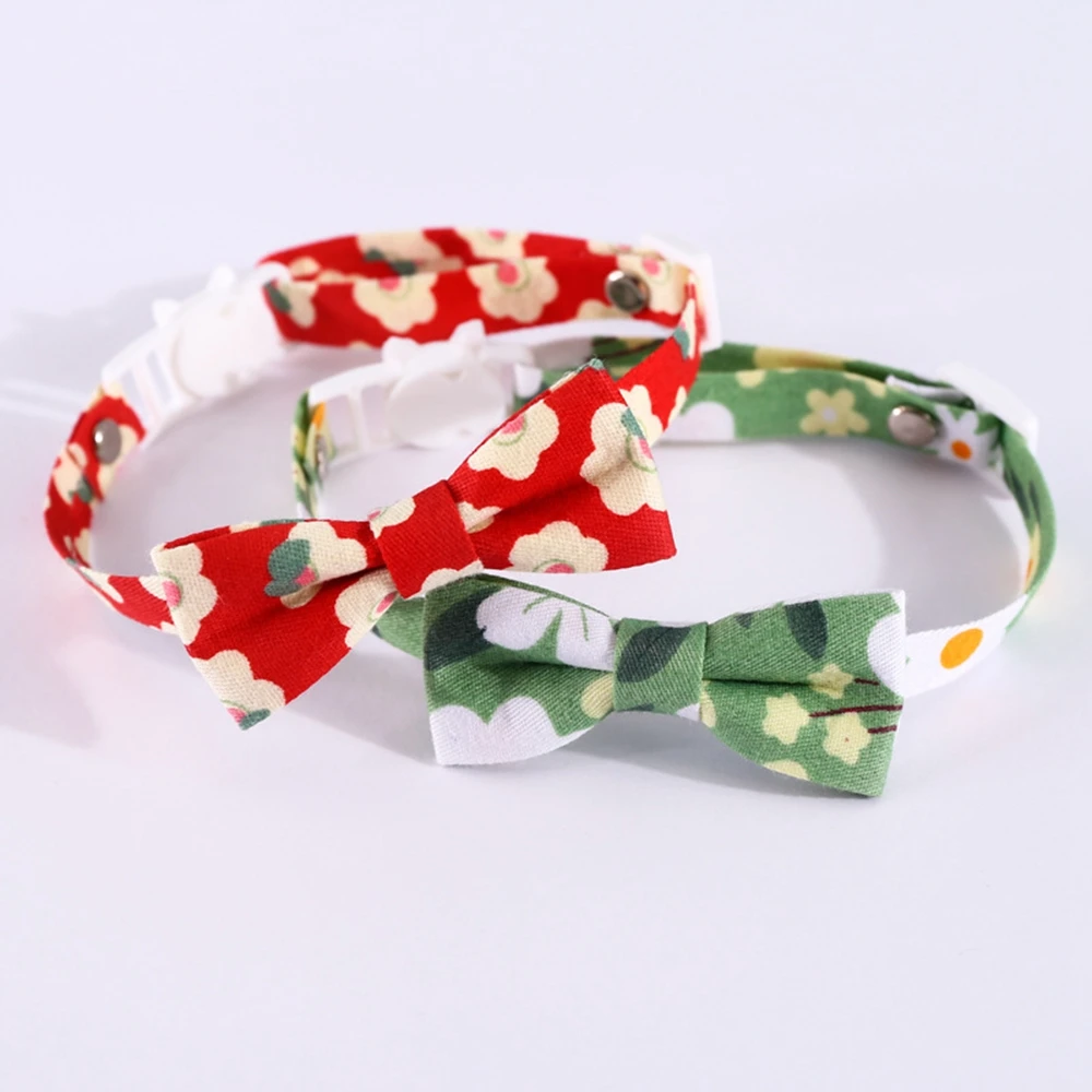 

Flower Cat Collar Breakaway With Bowtie Floral Patterns Adjustable Safety Kitten Collars for Pets Puppy Dogs Spring Design