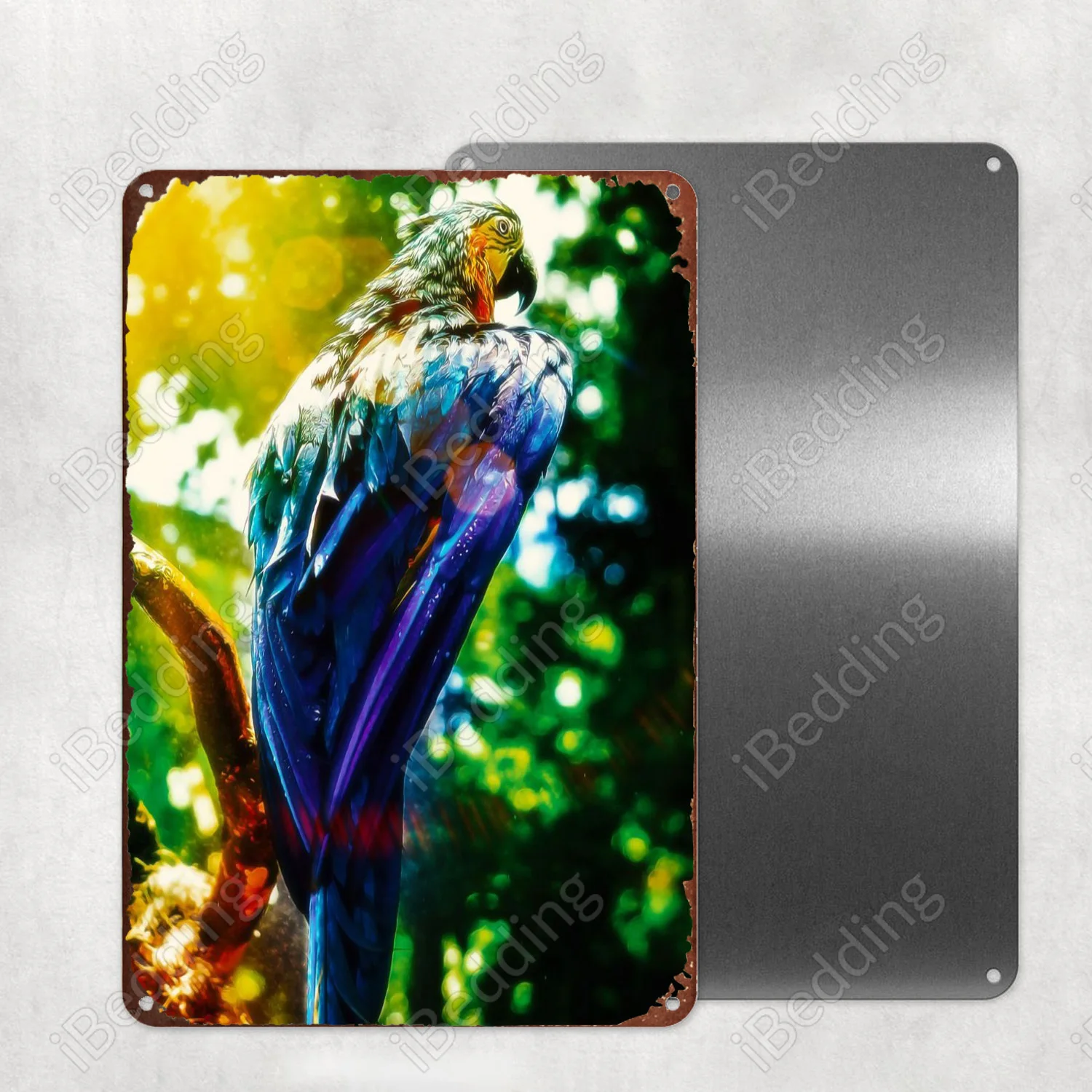 Синий и желтый цвет искусственная металлическая фотография Настенный декор для