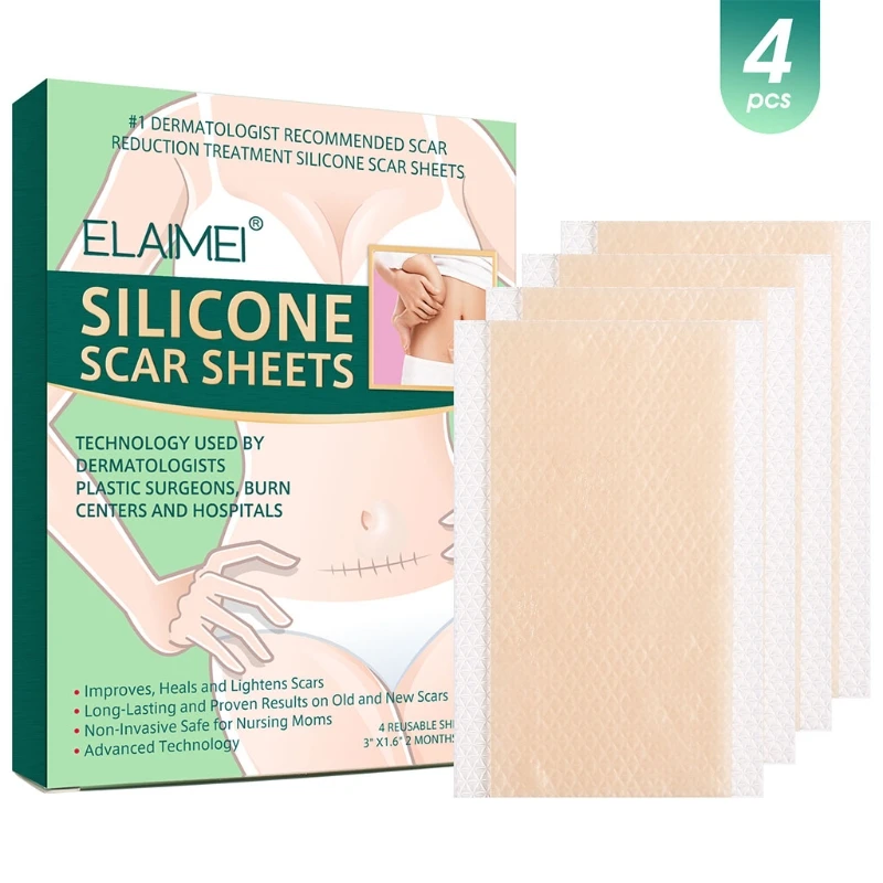 

4Pcs/Box Silicone Gel Strips Patch Scar Removal Remove Trauma Burn Scar Sheet Skin Repair Therapy Patches