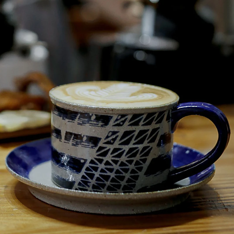 

Creative Breakfast Coffee Cup and Saucer Set Office European Couple Coffee Mug Retro for Men Taza De Cafe Ceramic Mug 250ML