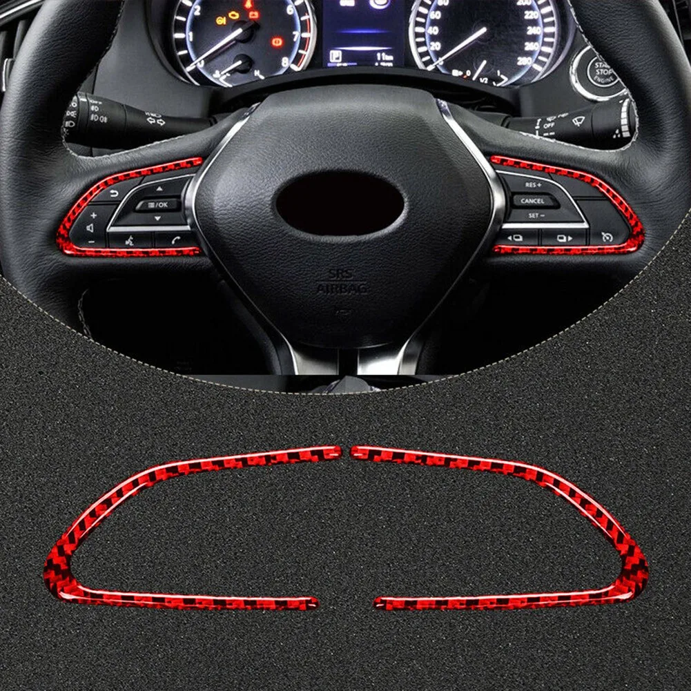 

Carbon Fiber For Infiniti Q50 Q60 2014-2019 Steering Wheel Button Cover Trim New