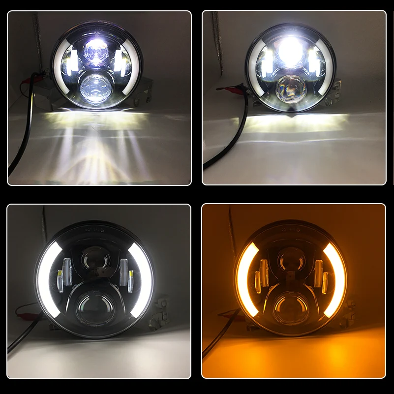 DOT 7 Inch LED Headlight High Low Beam 4.5 Fog Passing Lights Kit Set Ring Motorcycle Headlamp for Touring Road King | Автомобили и