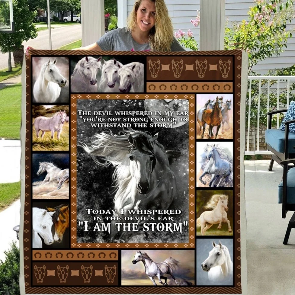 

Мягкое Флисовое одеяло премиум класса I Am The Storm с белой лошадью