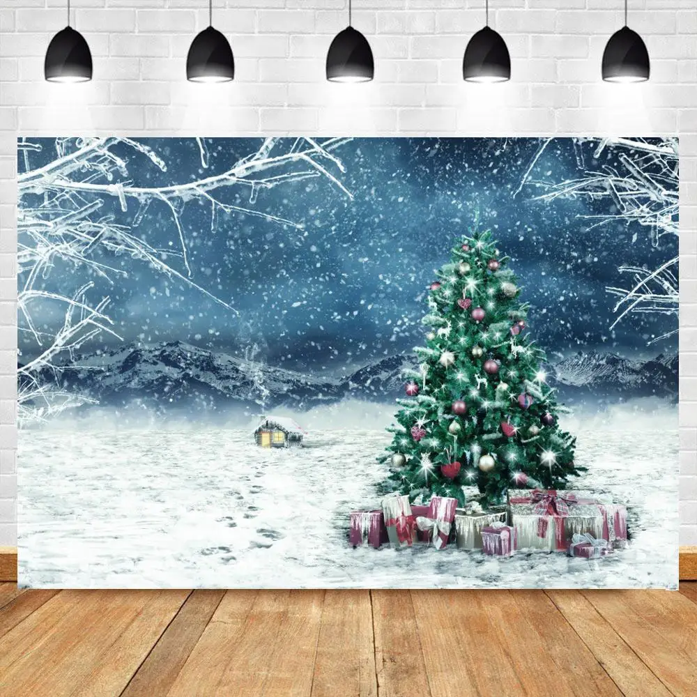 

Nitree Photography Background Winter New Year Bokeh Christmas Tree Decoration Snow Backdrop Photocall Photophone Photozone