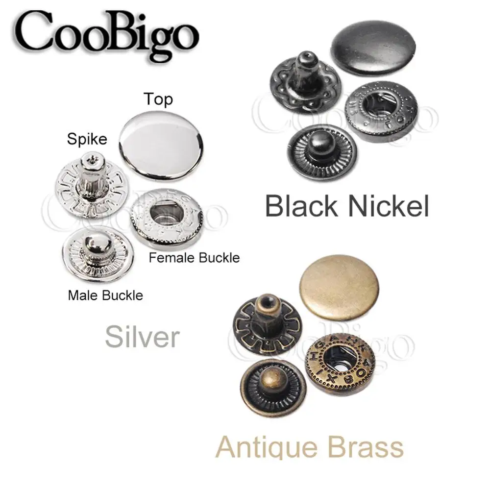 50 Набор металлические кнопки пришивания пуговиц застежки для шитья кожи ремесла