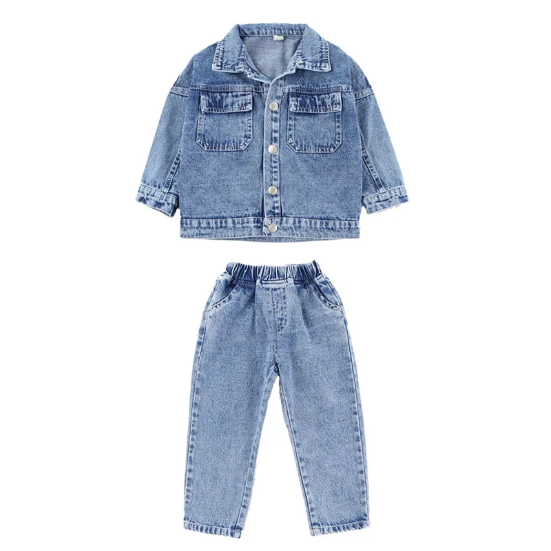 2pcs Boys &amp Girls Fashion Jackets Jeans Kids Clothing Set Denim Cow Style 1 3 5 7 8 Year Old 2020 Clothes OKS195005 | Детская одежда