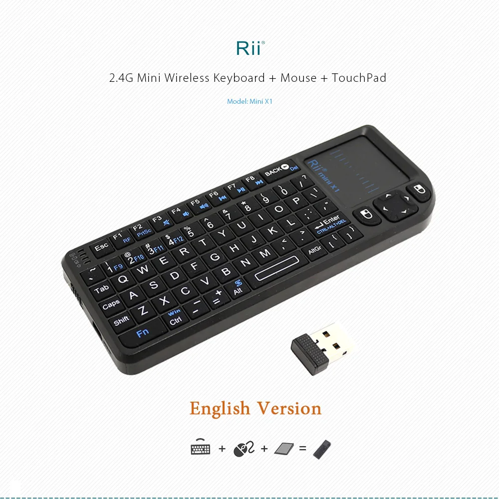 Rii Mini X1 Французский Испанский Португальский мини беспроводная клавиатура 2,4 ГГц Air mouse с Портативный сенсорный планшет для Android tv Box Mini PC
