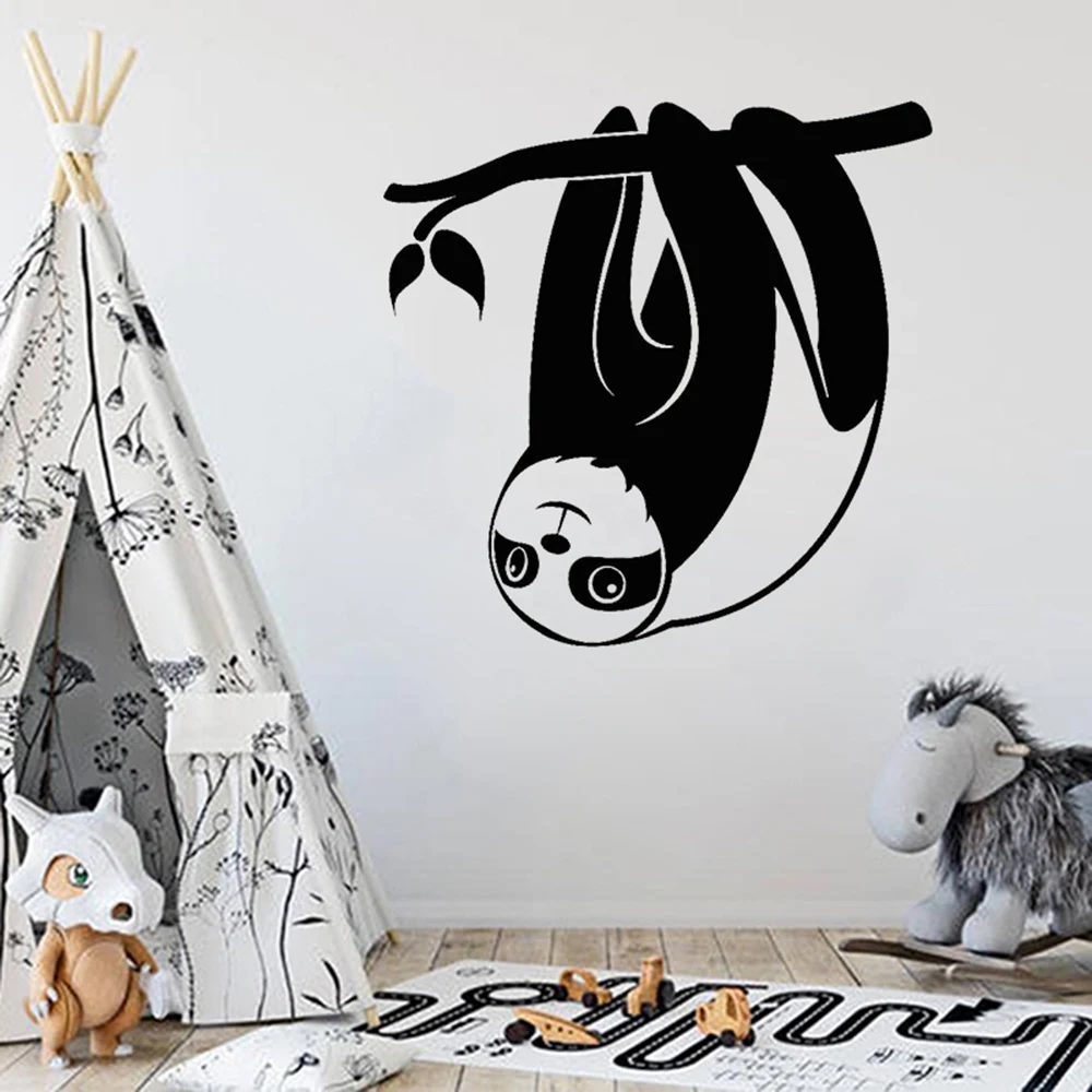 

Baby Nursery Vinyl Wall Decal Sloth Funny Animal For Kids Branch Wall Stickers Mural Bedroom Playing Room Wallpaper P424