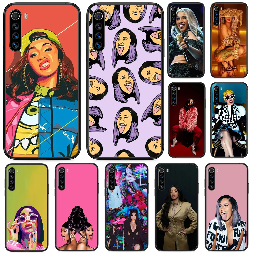Чехол Cardi B Женский для телефона Xiaomi Redmi Note 4A 4X 5 6 6A 7 7A 8 8A 4 5A 8T Plus Pro черный