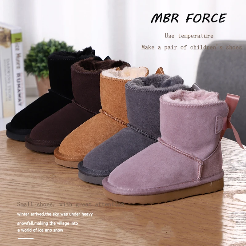 MBR FORCE/модные милые детские теплые зимние ботинки Зимние из натуральной кожи для