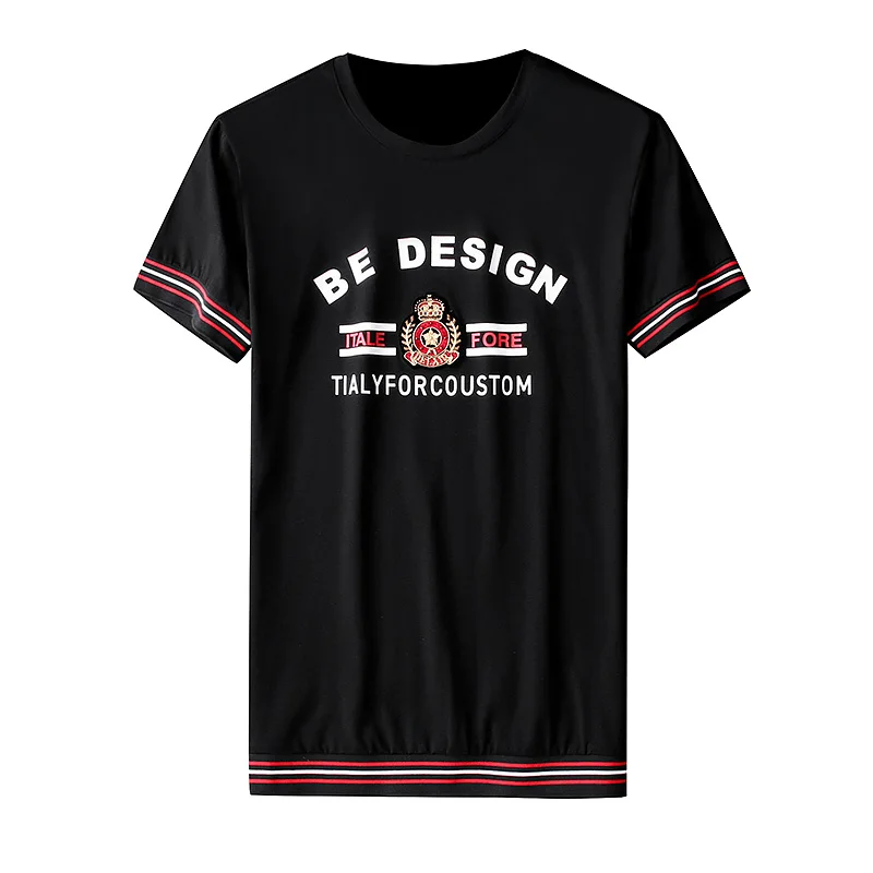 

Embroidery T Shirt Men Summer Short Sleeve T-shirts Casual Slim Business Social Men Clothing Streetwear Round Neck Tee Tops 2021