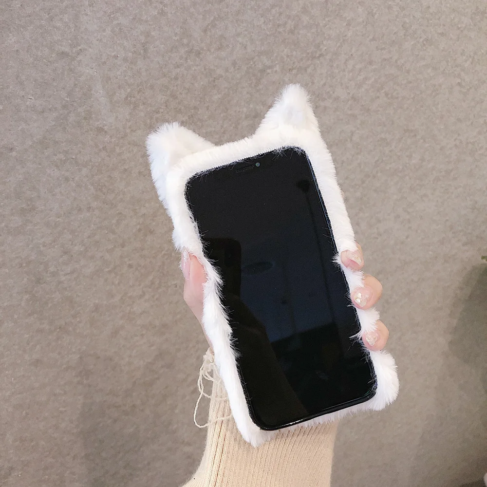 Зимний теплый плюшевый чехол для телефона для iPhone XS Max XR X 11 Pro Max милый кот пушистый меховой чехол для iPhone 6 6S 7 8 Plus чехол s