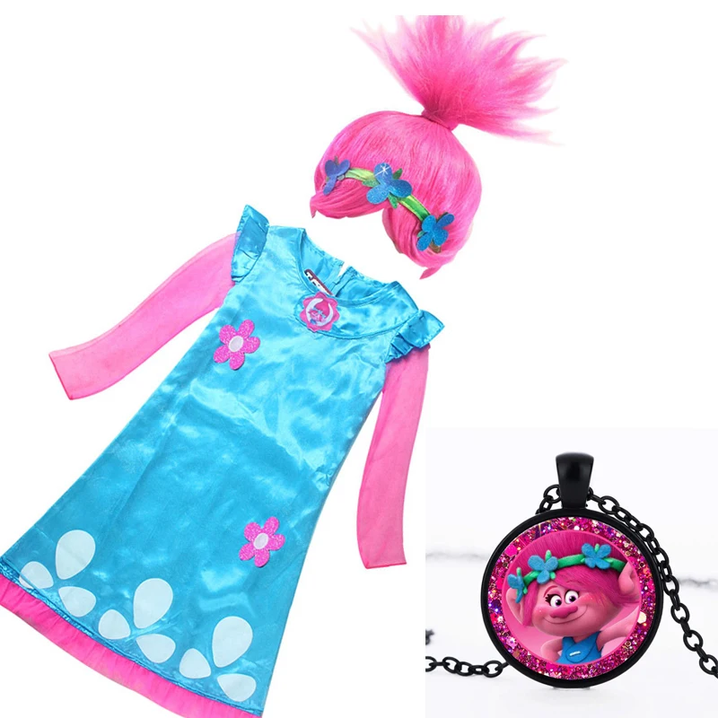 2020 для девочек платья с изображением тролля и надписью Poppy (Поппи) детей костюмы