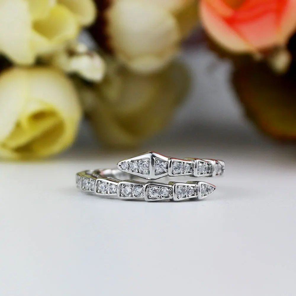 

AYBS Luxury Jewelry Brand Premium Quality BVL Original 1:1 LOGO Rome "Classic Shining 2 Circles Snake Bone " Rings BV Couple