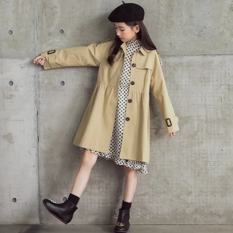 Подростковый Тренч для девочек ветровка детская одежда осеннее пальто цвета