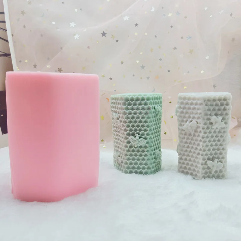 

Geometric Cylindrical Honeycomb Aroma Candle Silicone Mold Honeycomb Chocolate Cake Baking Decor Mold Resin Plaster DIY Tools