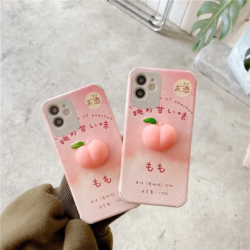 

Pinch Music Decompress Peaches Liquid Silicone Case for IPhone 11 12 Pro X XR XS MAX 8 8plus 6S 7 Plus Mini 11ProMax Phone Cover