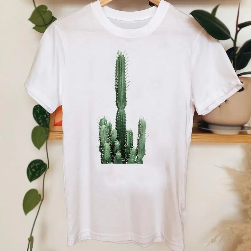 

Tee Short Sleeve Cactus Plant Clothing Trend Casual Tshirt Top Female Lady Fashion Shirt T Women Clothes Graphic T-shirts